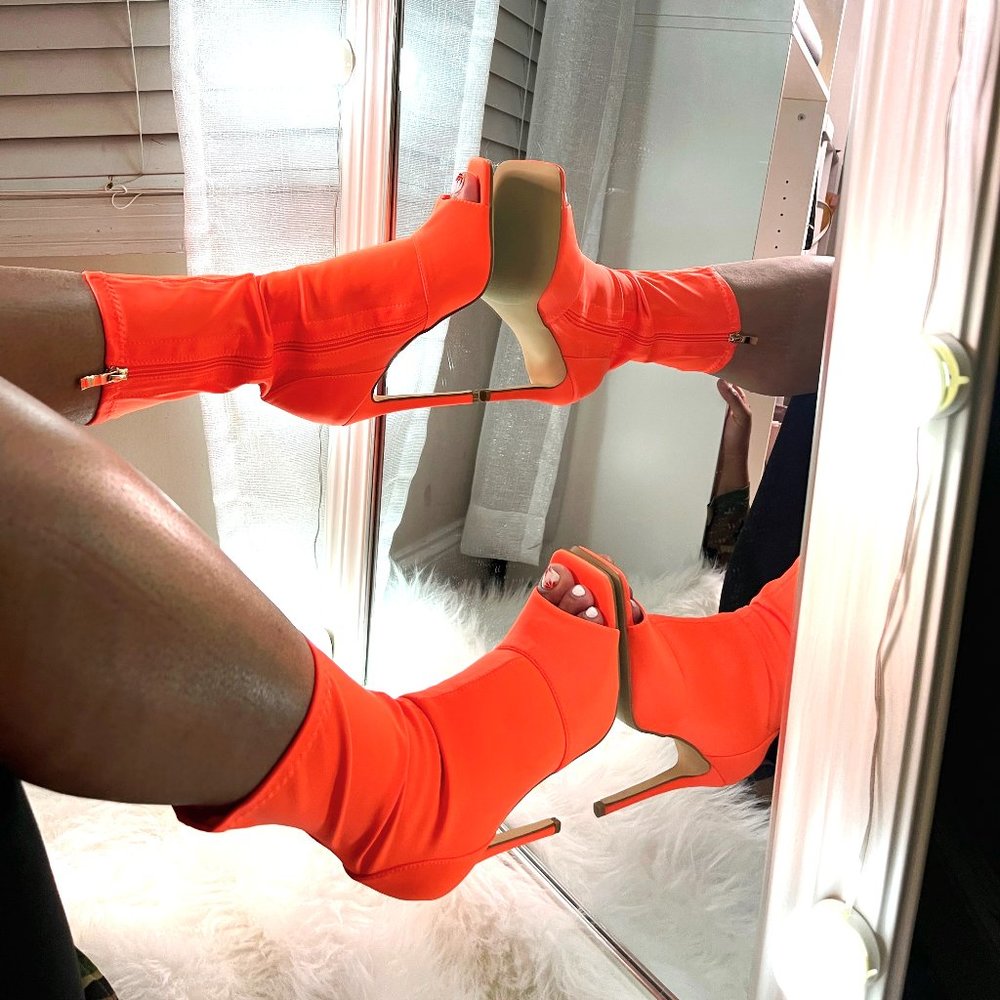 "Bittersweet" Orange open toe summer booties